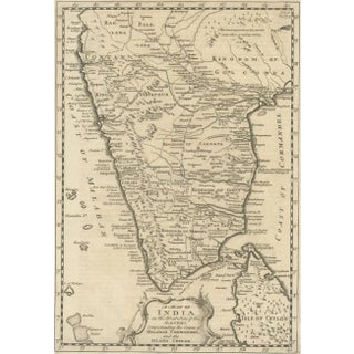 Antique Map of Southern India and Most of Ceylon, 1744 For Sale