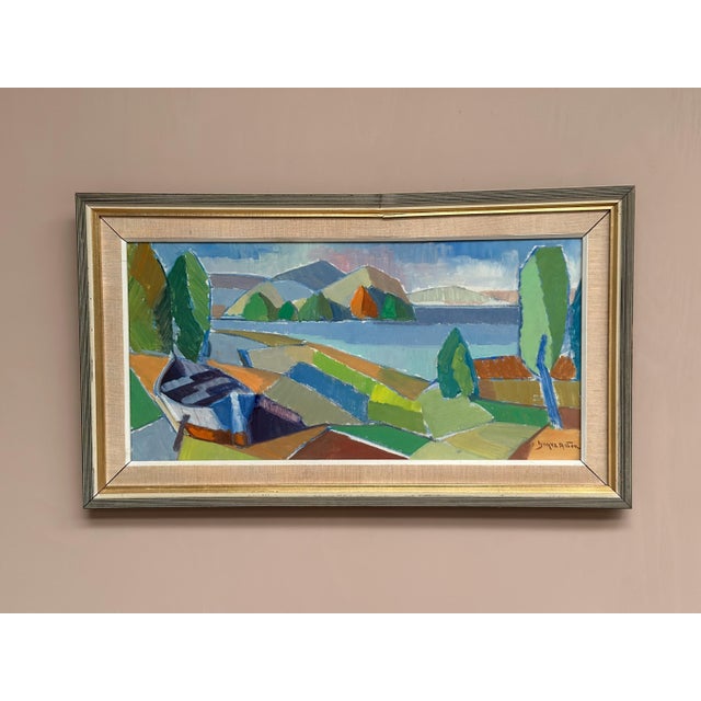 Original Swedish Oil on Canvas — Fractured Horizon by Yngve Andersson — Signed — Framed — 34 × 62 cm (13.4" × 24.4") A...