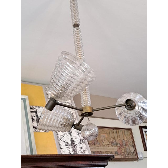 White Modern Chandelier in Glass, 1970s For Sale - Image 8 of 8