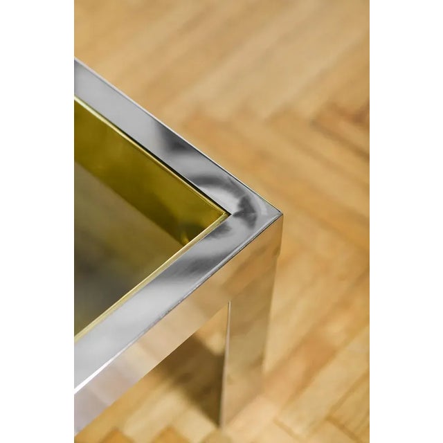 Coffee Table in Brass and Chromed Metal with Glass Top, Italy, 1970 For Sale - Image 6 of 8