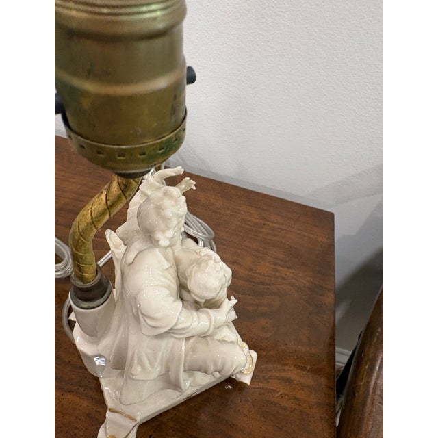 Antique German Porcelain Boudoir Courting Lamps - a Pair For Sale - Image 4 of 8