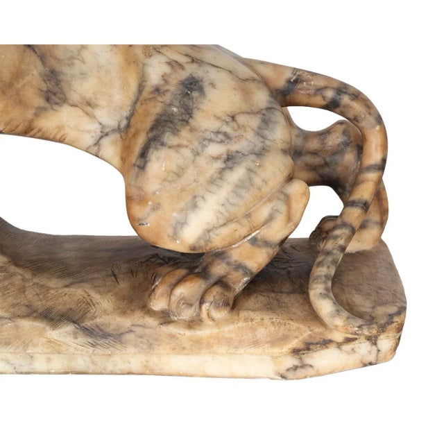 Late 20th Century Carved Alabaster Tiger Sculpture For Sale - Image 4 of 9