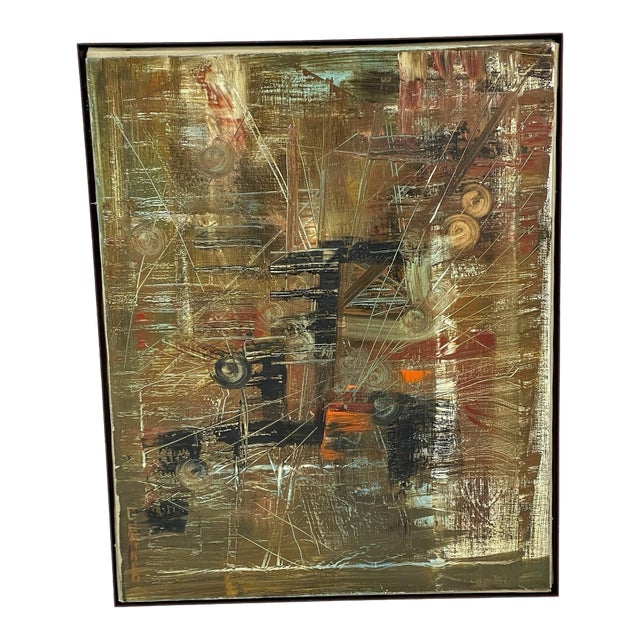 Mid-Century Modern Abstract Oil Painting, C. 1950s–60s For Sale