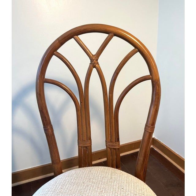 Boho Chic Vintage Coastal Boho Rattan Fan-Back Side Chair For Sale - Image 3 of 17