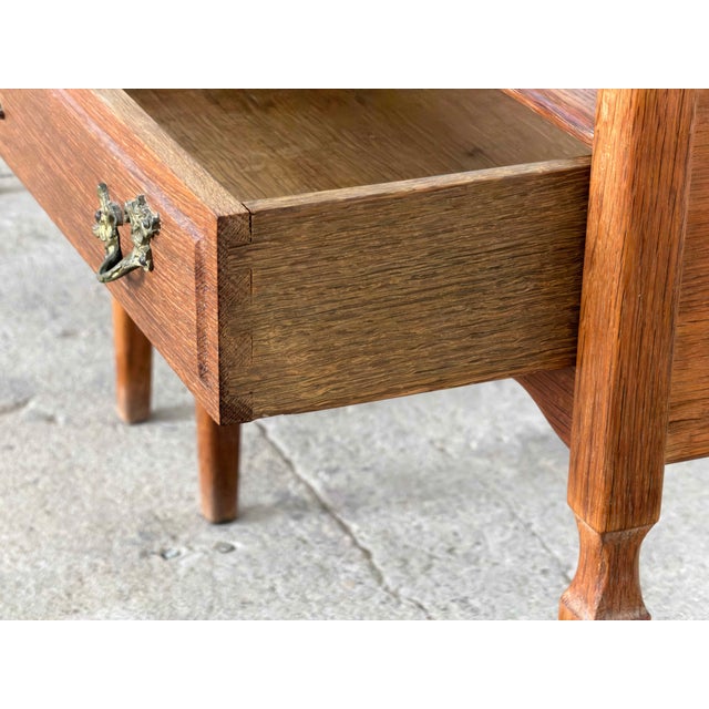 Danish Brutalist Oak Bedside Tables by Henning Kjærnulf, 1960s, Set of 2 For Sale - Image 9 of 11