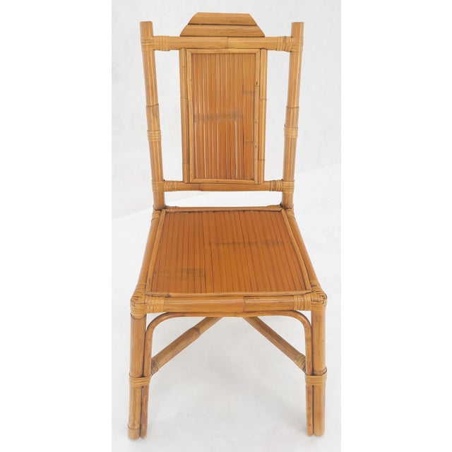 Mid-Century Modern Light Amber Bamboo Glass Top One Drawer Low Profile Compact Desk with Chair MINT - Set of 2 For Sale - Image 3 of 12