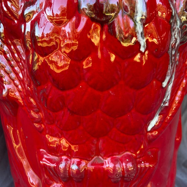 Contemporary 1980’s Contemporary Owl Red Large Vase For Sale - Image 3 of 12