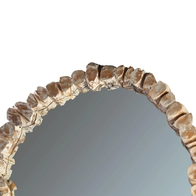 2020s Oval Wall Mirror With Organic Teak Frame For Sale - Image 5 of 6