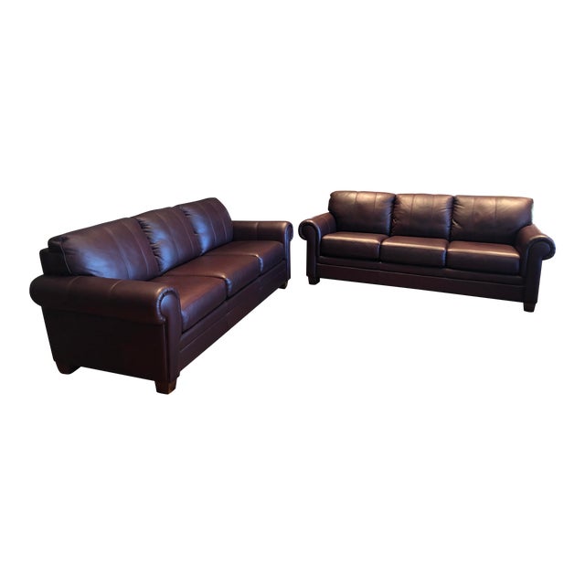 21st Century Ethan Allen Archer Leather Sofas Chairish
