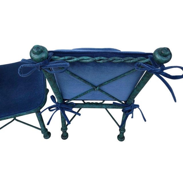 2 Vintage Pompeii Babylon Designer Side Chairs Twisted Aluminum Faux Verdigris For Sale - Image 11 of 13