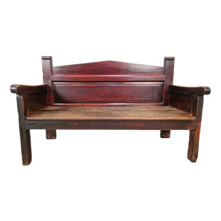 Handmade Spanish Station Wooden Bench, 1850s For Sale