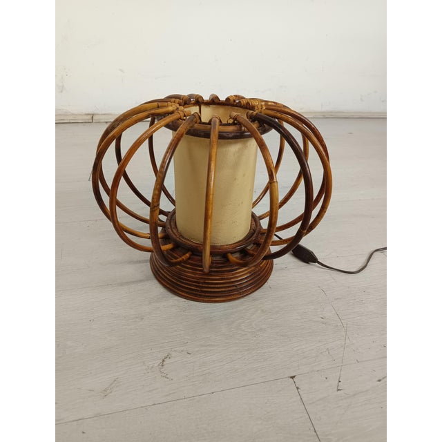 Wood Vintage Rattan Table Lamp, 1950s For Sale - Image 7 of 15