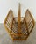Vintage tortoise bamboo 1970s magazine rack height 15", 15.5" wide, 11" deep.