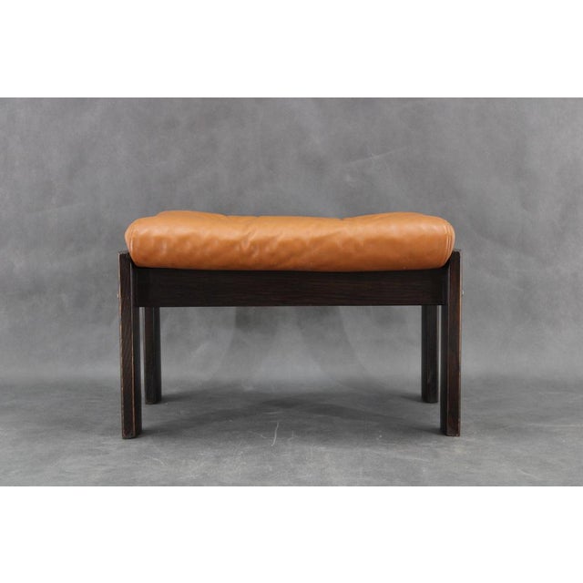 Brown Leather Oak Stool, Denmark, 1960s For Sale - Image 4 of 12