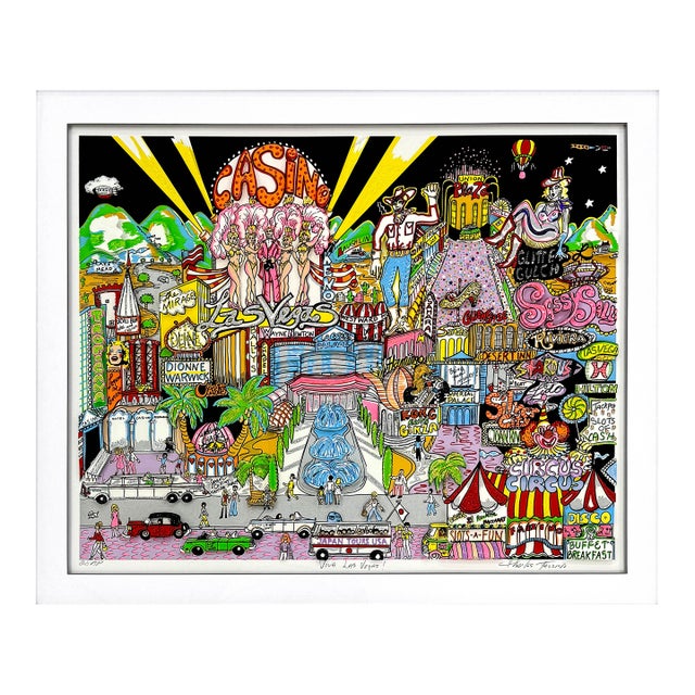1990s Charles Fazzino, Viva Las Vegas! (Framed, Hand Signed 3d Mixed Media Serigraph) For Sale