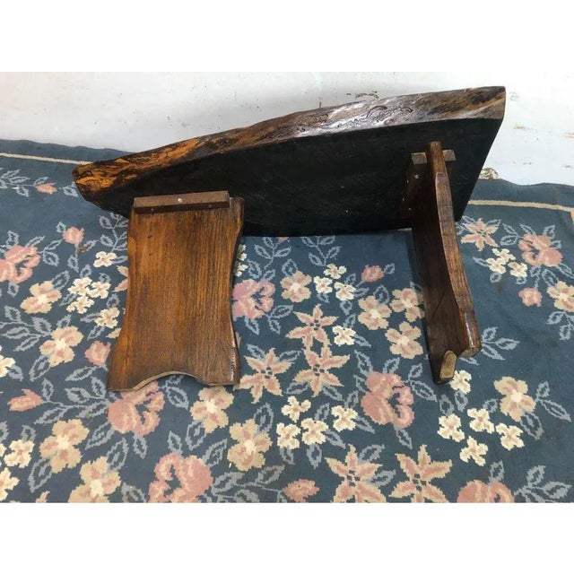 1970s Mid Century Trunk Wood Ree Edge Cocktail Coffee Table Bench For Sale - Image 9 of 14