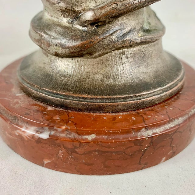 French Putti Cherub Candlesticks Signed Sylvain Kinsburger Spelter & Marble S/2 For Sale - Image 11 of 13