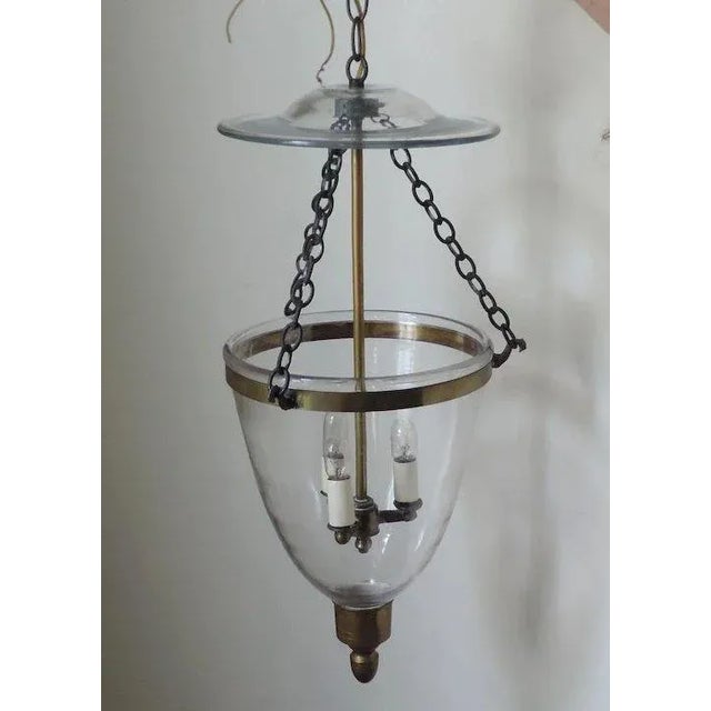 19th Century 19th Century English Bell Jar Glass Hall Smoke Shade Electrified Lantern For Sale - Image 5 of 11