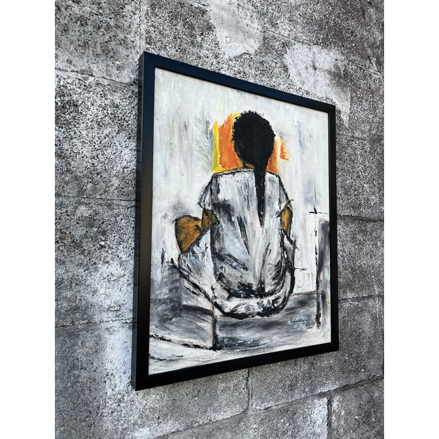 Vintage Mid Century Modern "Kristina" Wall Art Painting after Christian Bjorn Larse, Framed and Signed by the Artist....
