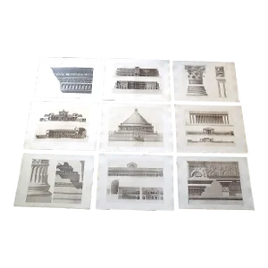 Antique 19th Century Architectural Heliogravures - Set of 9