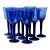 Late 20th Century Mexican Handblown Cobalt Blue Stem Glasses, Set of 9 For Sale