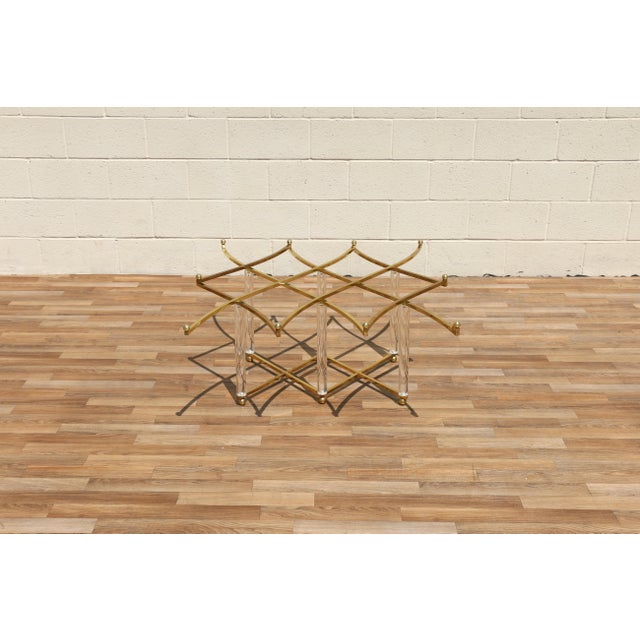 Charles Hollis Jones “Treillage” Lucite & Brass Coffee Table | Glass Top | Hollywood Regency | Circa 1970s For Sale - Image 11 of 18