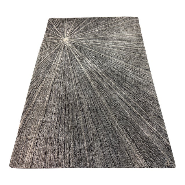 5ft X 8ft Angela Adams for Design Within Reach Grace Area Rug, Graphite For Sale