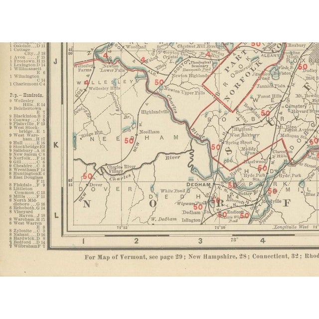 Black Antique Map of Massachusetts The Bay State by Ran McNally, 1899 For Sale - Image 8 of 12