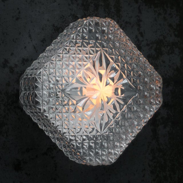 Mid-Century Wall or Ceiling Lamp. Metal base with white clear glass. 1960-1970 1x E27 / E26 Up to 250V (Europe/UK...