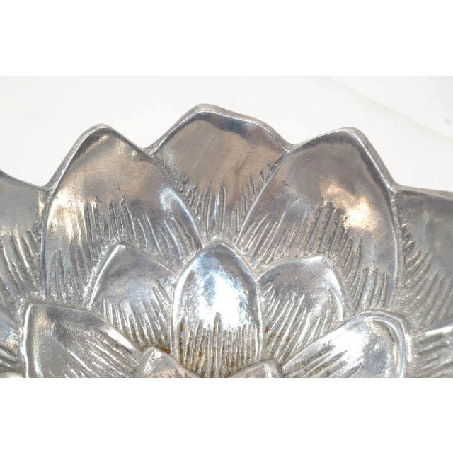 Silver 2000s Lotus Arthur Court Post Modern Cast Aluminum Repousse Round Bowl For Sale - Image 8 of 12