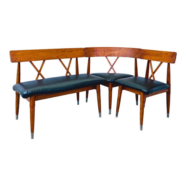 Mid Century Dining Bench Corner Banquette Chairs 3 Pieces Chairish