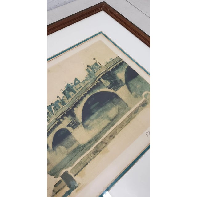 Norman Rockwell Norman Rockwell "Paris Bridge" Original Pencil Signed Lithograph C.1930s For Sale - Image 4 of 9