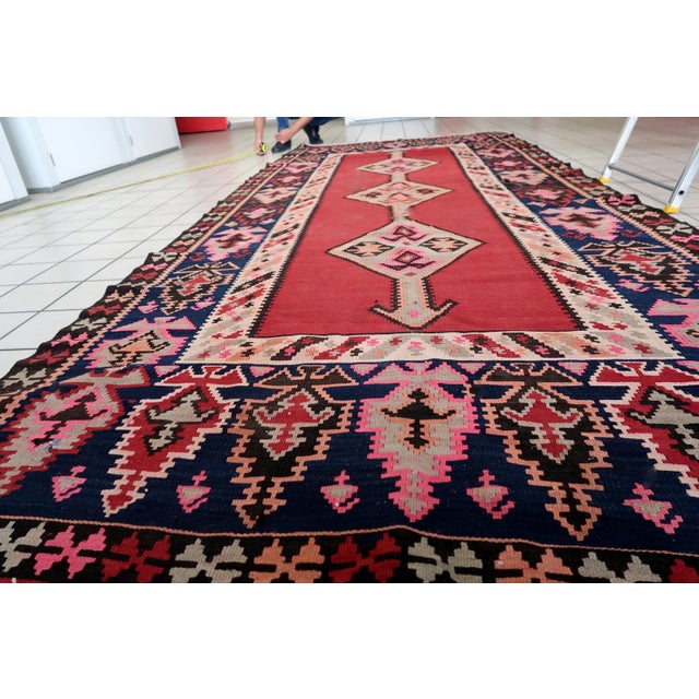 Islamic 1960s, Handmade Vintage Afghan Herati Kilim 5.2' X 12.1' For Sale - Image 3 of 14