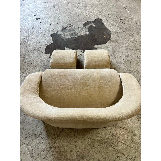 Vintage Postmodern Velvet Loveseat Sofa and Ottomans - A Set For Sale In Phoenix - Image 6 of 6
