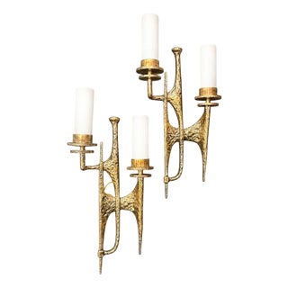 Vintage Brass Wall Lights from Felix Agostini, 1990s, Set of 2 For Sale