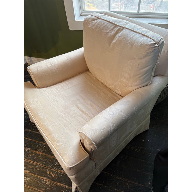 1990s Vintage Chinoiserie Toile Club Chair For Sale - Image 5 of 12