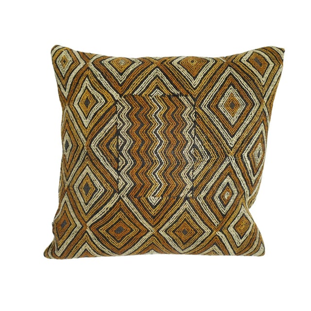 Vintage Tribal Kuba Cloth African Pillow For Sale - Image 4 of 4
