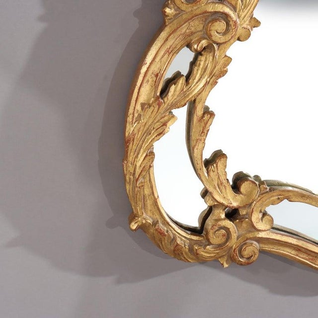 Wood Oversized Antique French Louis XIV Style Rococo Giltwood Mirror C1920 For Sale - Image 7 of 8