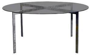 Round Smoked Glass and Metal Coffee Table, 1960s