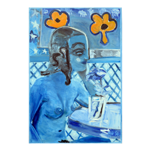 Modernist Blue Nude in Profile - Figurative Abstract by Allie William Skelton
