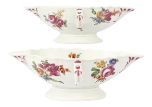 Antique 18th Century Imperial Vienna Porcelain Sauce or Gravy Boats - A Pair