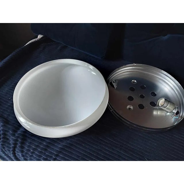 Silver Art Deco Ceiling Lamp, 1940s For Sale - Image 8 of 10