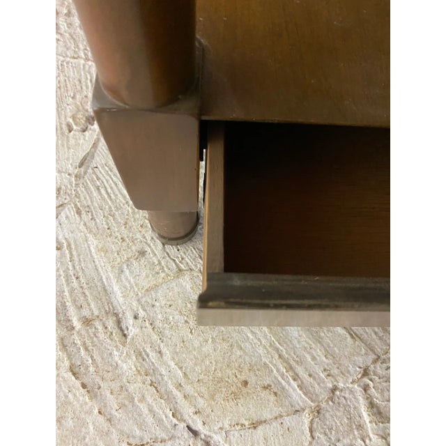 Mid 20th Century Vintage Baker Regency Style Walnut and Brass Nightstands - a Pair For Sale - Image 10 of 11