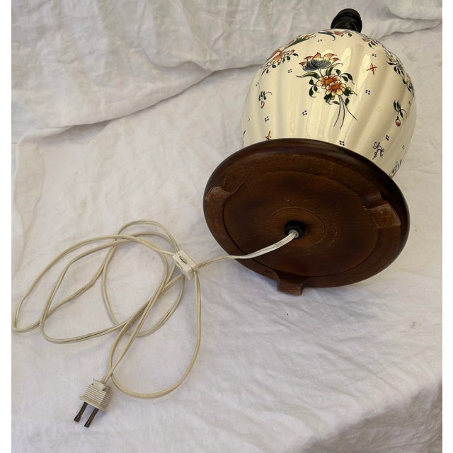 Boho Chic Hand Painted Floral Ginger Jar Table Lamp For Sale - Image 4 of 8