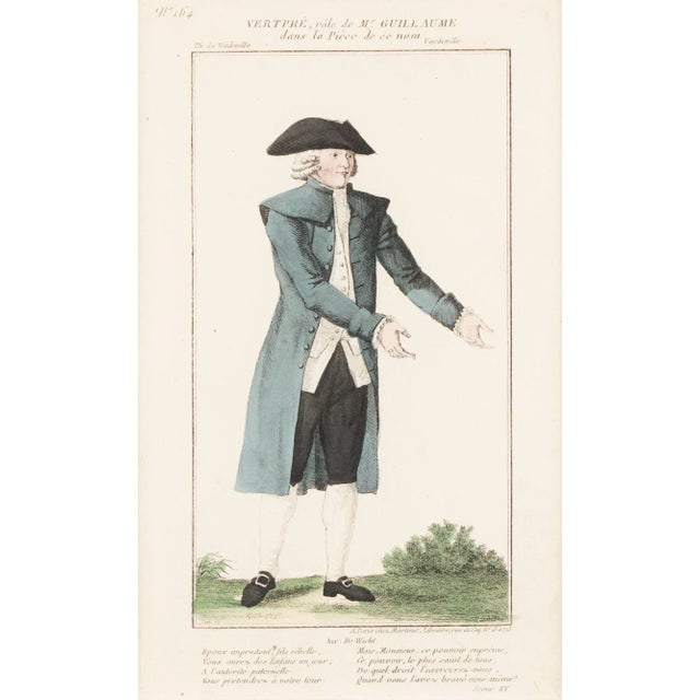 French Pair of French Hand Colored Theatrical Engravings, C. 1800 For Sale - Image 3 of 12