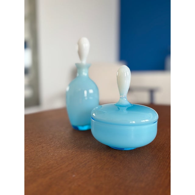 Vintage Opaline Bottle and Box, Set of 2 For Sale - Image 3 of 7