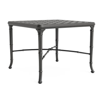 Brown Jordan Calcutta 26" Square Cast Top Corner Table, Textured Pewter frame For Sale
