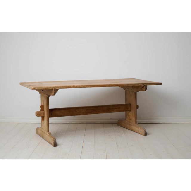 Antique Swedish Rustic Trestle Dining Table or Worktable For Sale - Image 6 of 12