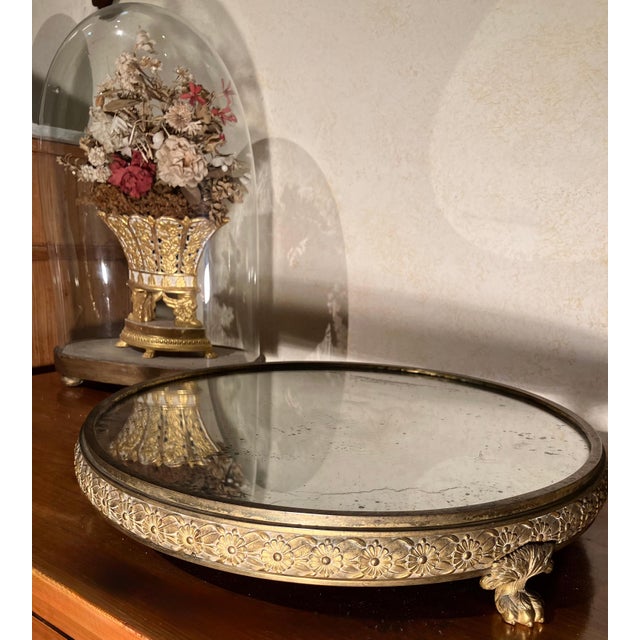 19th Century Italian Empire Mercury-Gilded Bronze Mirrored Plateau Centerpiece For Sale - Image 9 of 15