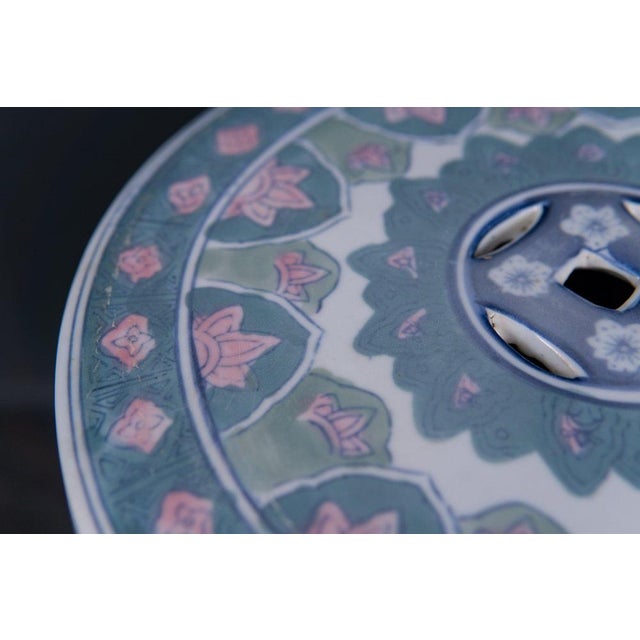 Ceramic Stool with Floral Decor For Sale - Image 5 of 8